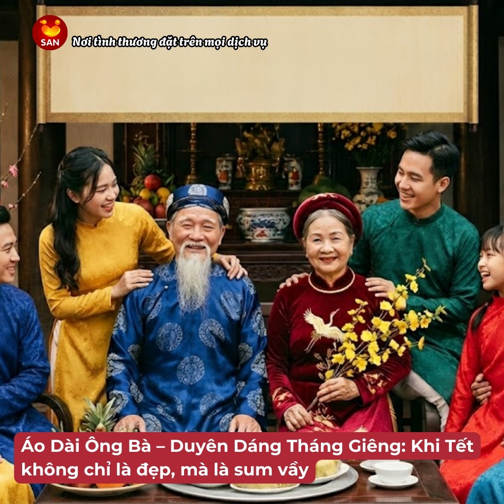 Áo Dài Ông Bà – Duyên Dáng Tháng Giêng_ Khi Tết không chỉ là đẹp, mà là sum vầy